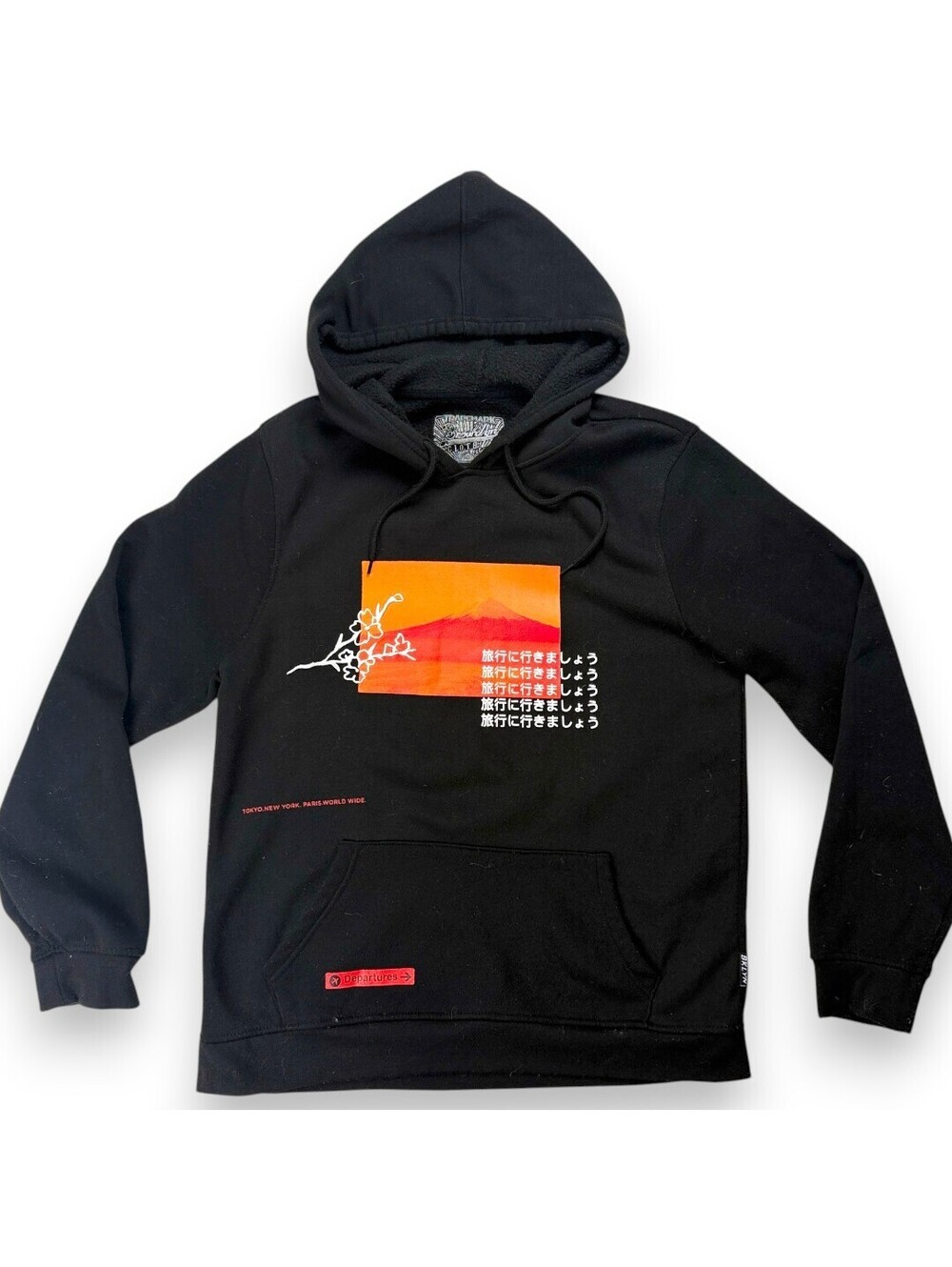 🏵️ Hoodie Mens Large Black Japanese Graphic Tokyo Streetwear Pullover Brklyn - Picture 8 of 9